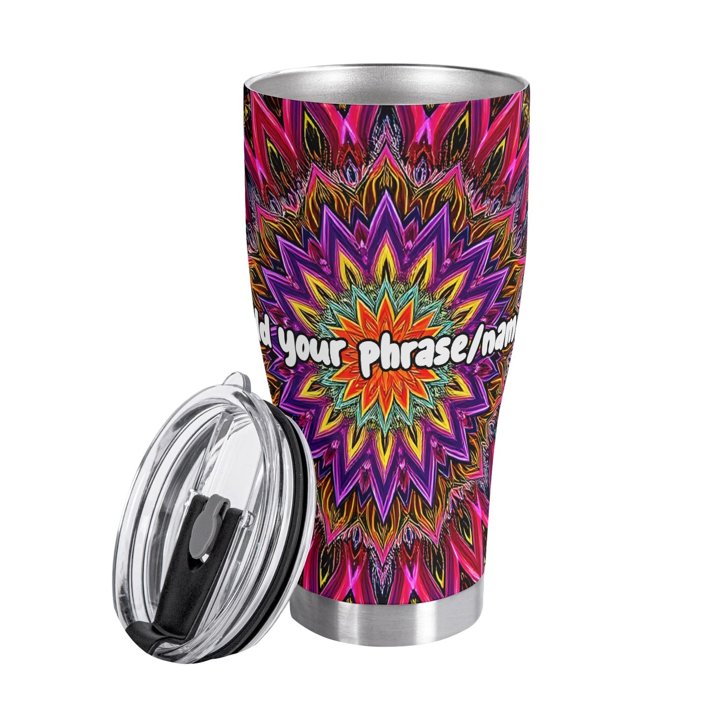 Mandala Burst 30oz Tumbler – Vibrant Stainless Steel Travel Mug