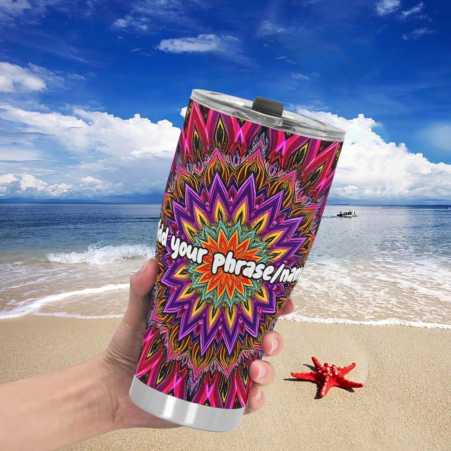 Mandala Burst 30oz Tumbler – Vibrant Stainless Steel Travel Mug