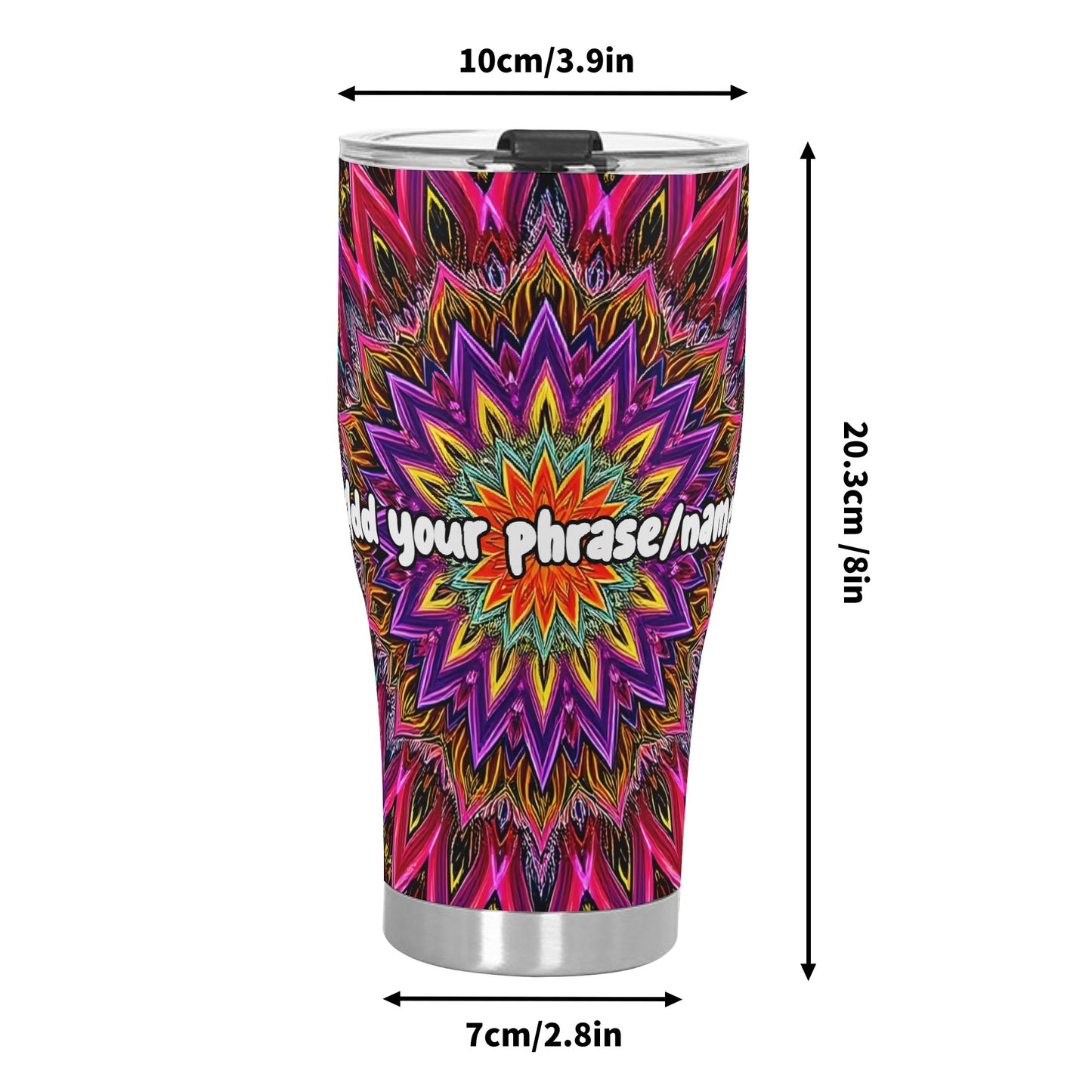 Mandala Burst 30oz Tumbler – Vibrant Stainless Steel Travel Mug